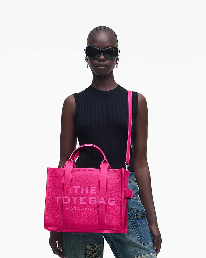 The Leather Medium Tote Bag, Lipstick Pink MarcJacobsOutlet